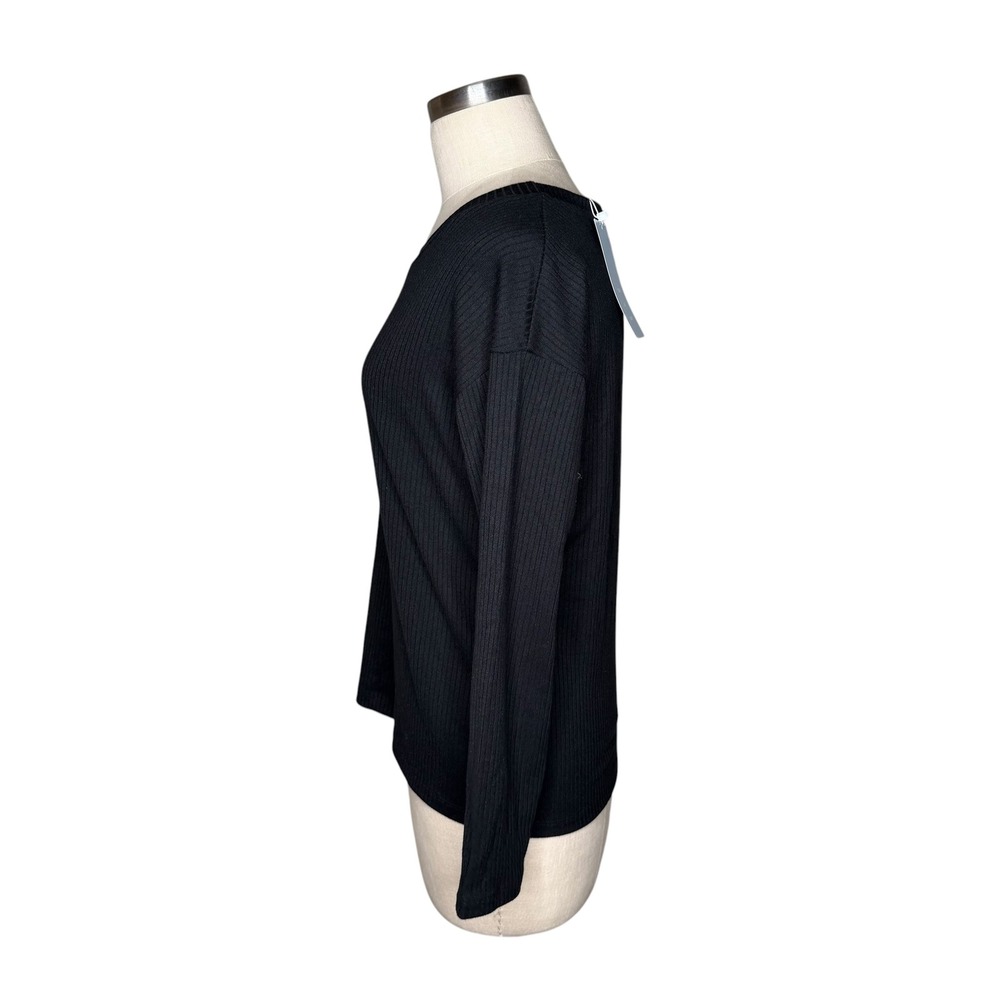 SONNET JAMES Top Black Ribbed Long Sleeve Women's Size Small NEW Soft Knit - Picture 2 of 6